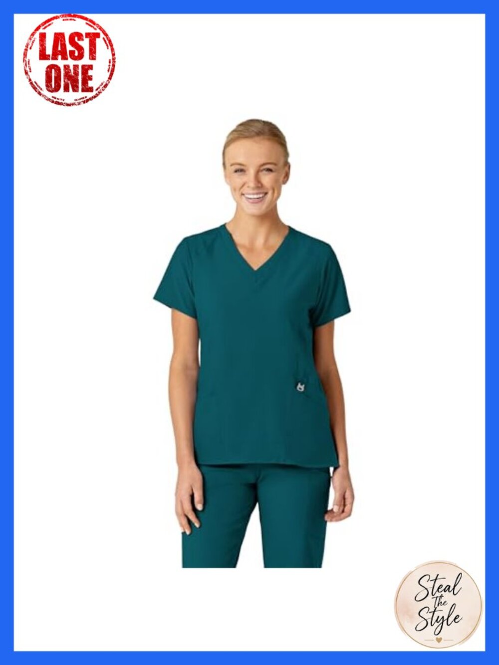 Wink Womens Stylized V-Neck Scrub Top Tailored Fit 4-Way Stretch 5-Pocket